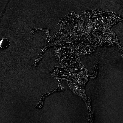Shop Alexander Mcqueen Wool Felt Pegasus Varsity Jacket In Black