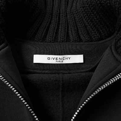 Shop Givenchy Leather Logo Patch Zip Hoody In Black