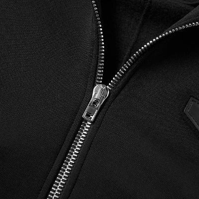 Shop Givenchy Leather Logo Patch Zip Hoody In Black