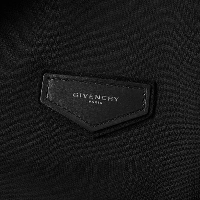 Shop Givenchy Leather Logo Patch Zip Hoody In Black