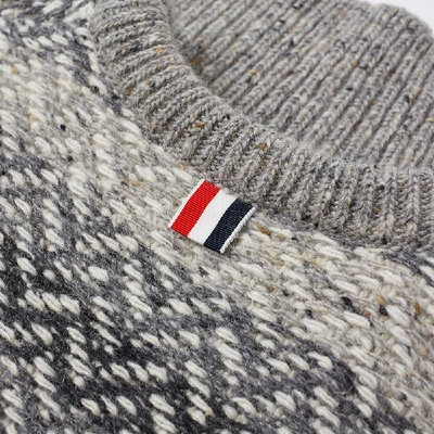 Shop Thom Browne Herringbone Stripe Crew Knit In Grey