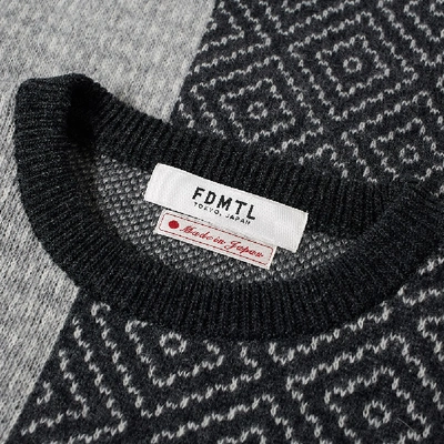 Shop Fdmtl Sashiko Wool Sweater In Grey