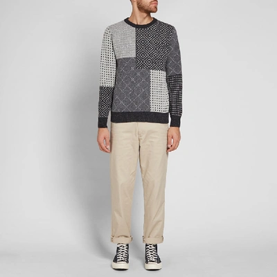 Shop Fdmtl Sashiko Wool Sweater In Grey