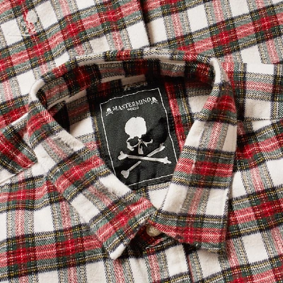 Shop Mastermind Japan Mastermind World Damaged Skull Check Flannel Shirt In White