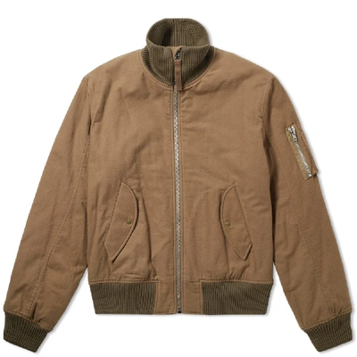 Shop Helmut Lang 2003 Re-edition High Collar Bomber Jacket In Brown