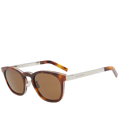 Shop Saint Laurent Sl 28 Combi Sunglasses In Brown