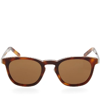 Shop Saint Laurent Sl 28 Combi Sunglasses In Brown