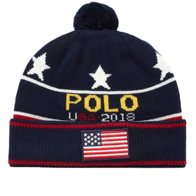 Shop Polo Ralph Lauren Knitted Hat In Blue