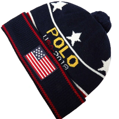 Shop Polo Ralph Lauren Knitted Hat In Blue