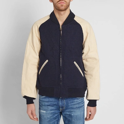 Shop Visvim Varsity Jacket In Blue