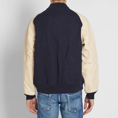 Shop Visvim Varsity Jacket In Blue