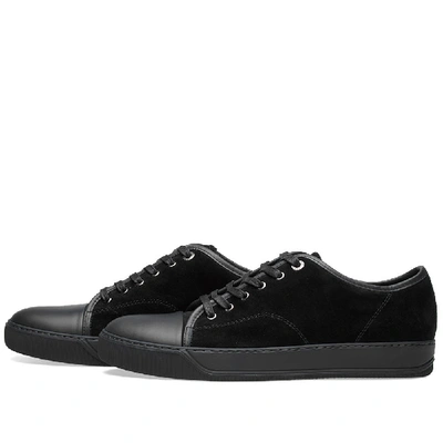 Shop Lanvin Tonal Suede Toe Cap Sneaker In Black