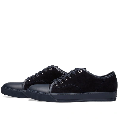 Shop Lanvin Tonal Suede Toe Cap Sneaker In Blue