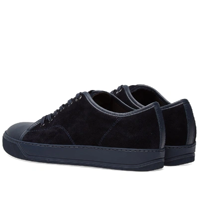 Shop Lanvin Tonal Suede Toe Cap Sneaker In Blue