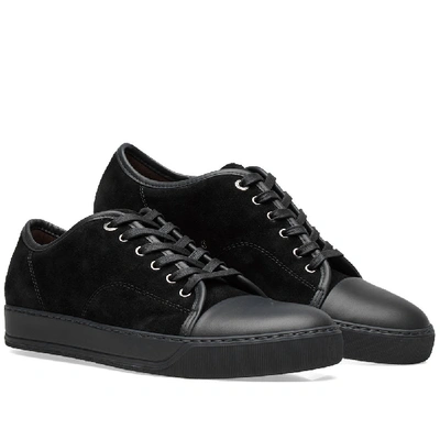 Shop Lanvin Tonal Suede Toe Cap Sneaker In Black