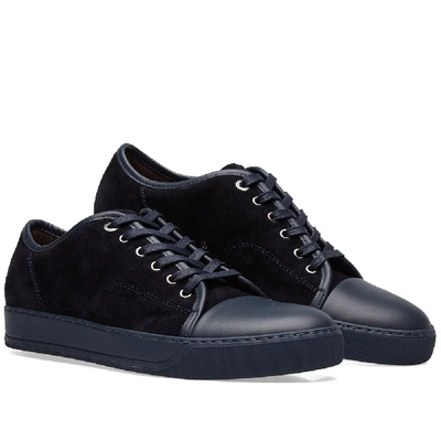 Shop Lanvin Tonal Suede Toe Cap Sneaker In Blue