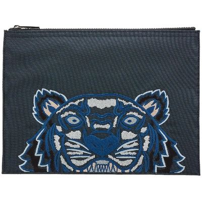 Shop Kenzo Tiger Pouch In Grey