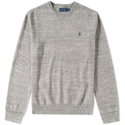 Shop Polo Ralph Lauren Knitted Sports Crew Neck Sweat In Grey