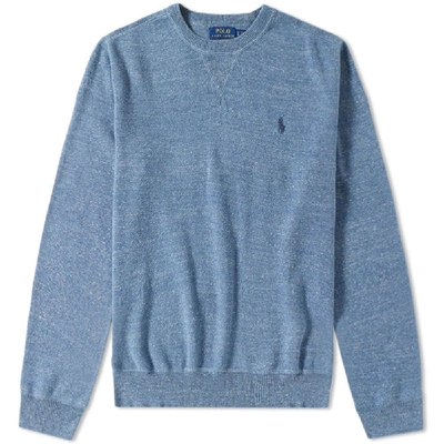Shop Polo Ralph Lauren Knitted Sports Crew Neck Sweat In Blue