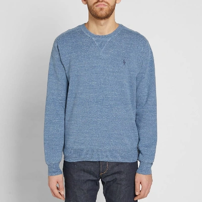 Shop Polo Ralph Lauren Knitted Sports Crew Neck Sweat In Blue