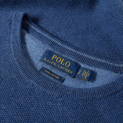 Shop Polo Ralph Lauren Textured Cotton Crew Knit In Blue