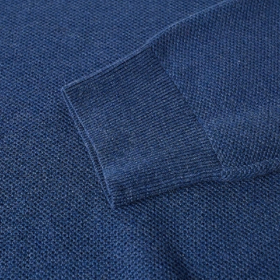 Shop Polo Ralph Lauren Textured Cotton Crew Knit In Blue