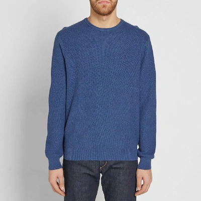 Shop Polo Ralph Lauren Textured Cotton Crew Knit In Blue