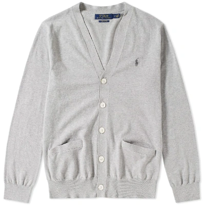 Shop Polo Ralph Lauren Low V Cardigan In Grey