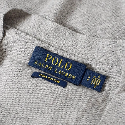 Shop Polo Ralph Lauren Low V Cardigan In Grey