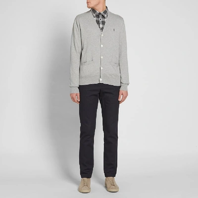 Shop Polo Ralph Lauren Low V Cardigan In Grey