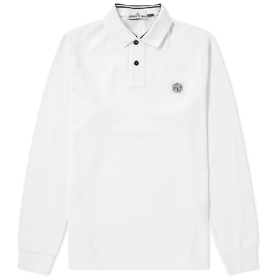 Shop Stone Island Long Sleeve Regular Fit Polo In White