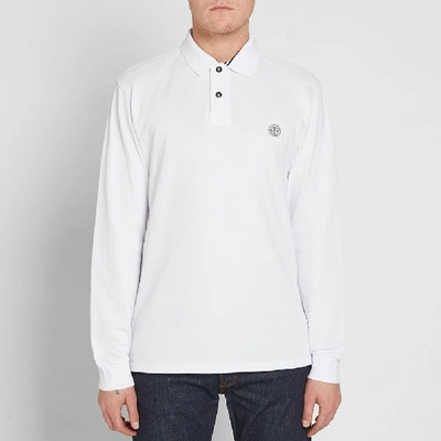 Shop Stone Island Long Sleeve Regular Fit Polo In White