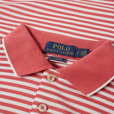 Shop Polo Ralph Lauren Stripe Jersey Polo In Pink