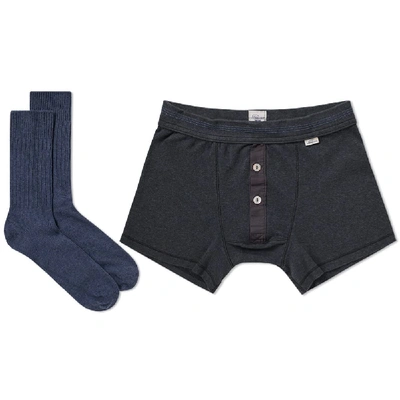 Shop Schiesser Boxer Short And Sock Pack In Blue