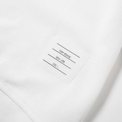 Shop Thom Browne Long Sleeve Contrast Collar Pique Polo In White