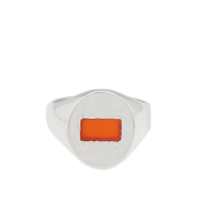 Shop Maison Margiela 11 Red Agate Signet Ring In Silver