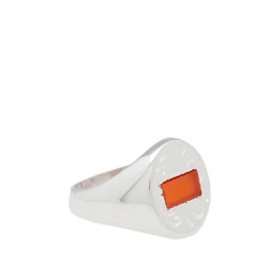 Shop Maison Margiela 11 Red Agate Signet Ring In Silver