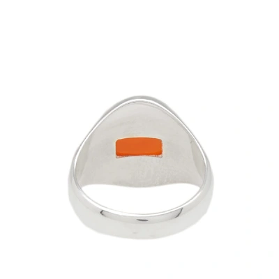 Shop Maison Margiela 11 Red Agate Signet Ring In Silver