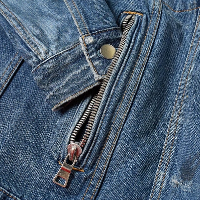 Shop Balmain Vintage Destroyed Denim Jacket In Blue