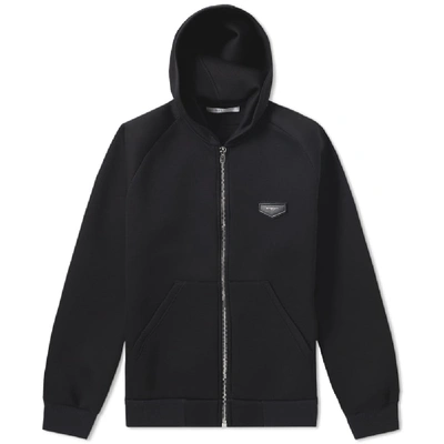 Shop Givenchy Cuban Leather Patch Zip Hoody In Black