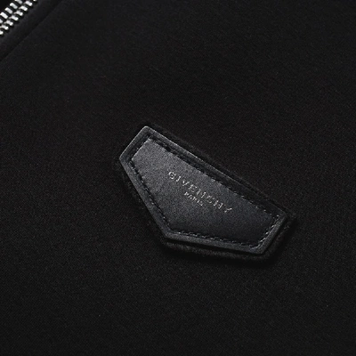 Shop Givenchy Cuban Leather Patch Zip Hoody In Black