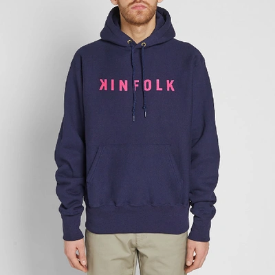 Shop Kinfolk Elba Logo Hoody In Blue