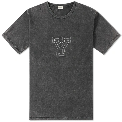Shop Saint Laurent University Y Logo Tee In Grey