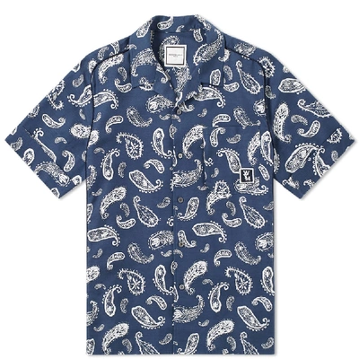 Shop Wooyoungmi Short Sleeve Paisley Vacation Shirt In Blue