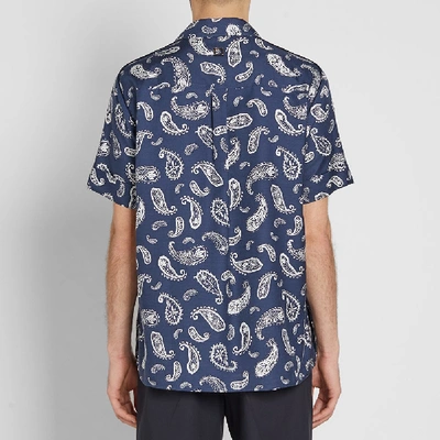 Shop Wooyoungmi Short Sleeve Paisley Vacation Shirt In Blue