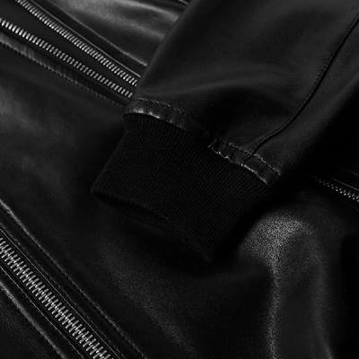 Shop Maison Margiela 10 3 Zip Leather Hoody In Black