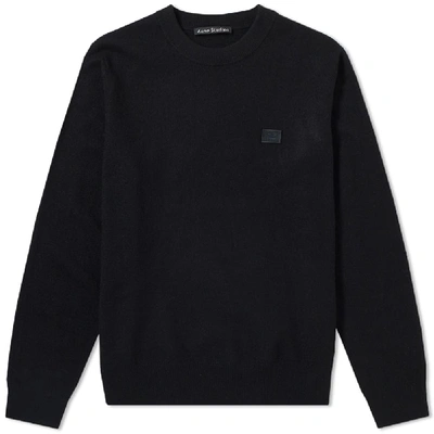 Shop Acne Studios Nalon S Face Knit Crewneck In Black