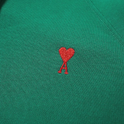 Shop Ami Alexandre Mattiussi Ami Small Heart Pullover Hoody In Green