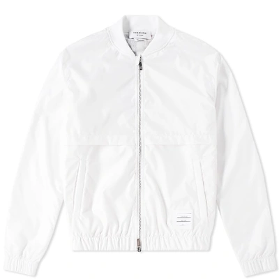 Shop Thom Browne Back Stripe Ripstop Bomber Jacket In White
