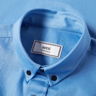 Shop Ami Alexandre Mattiussi Ami Button Down Twill A Patch Shirt In Blue